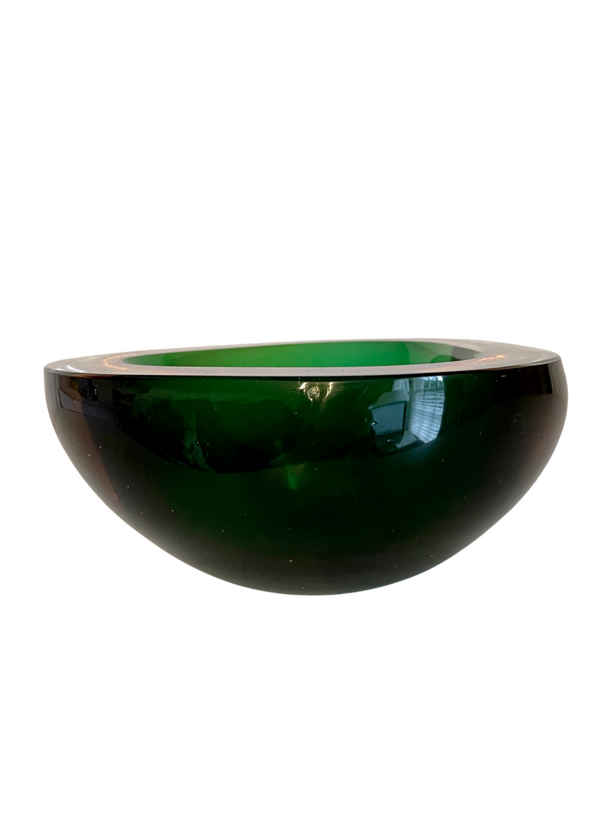 VINTAGE Emerald Green Glass Mixing Bowl