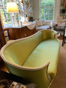 19th C. French Louis XVI Sofa/ Canapé in Green Silk