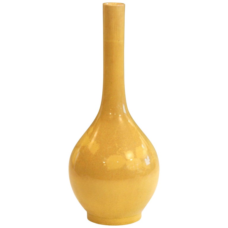 Japanese Awaji 19th C yellow Glaze Vase
