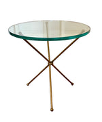 Load image into Gallery viewer, Mid Century Neoclassical Small Brass and Glass Side Table
