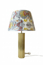 Load image into Gallery viewer, 1960's Fluted Brass Table Lamp with Ikat Shade
