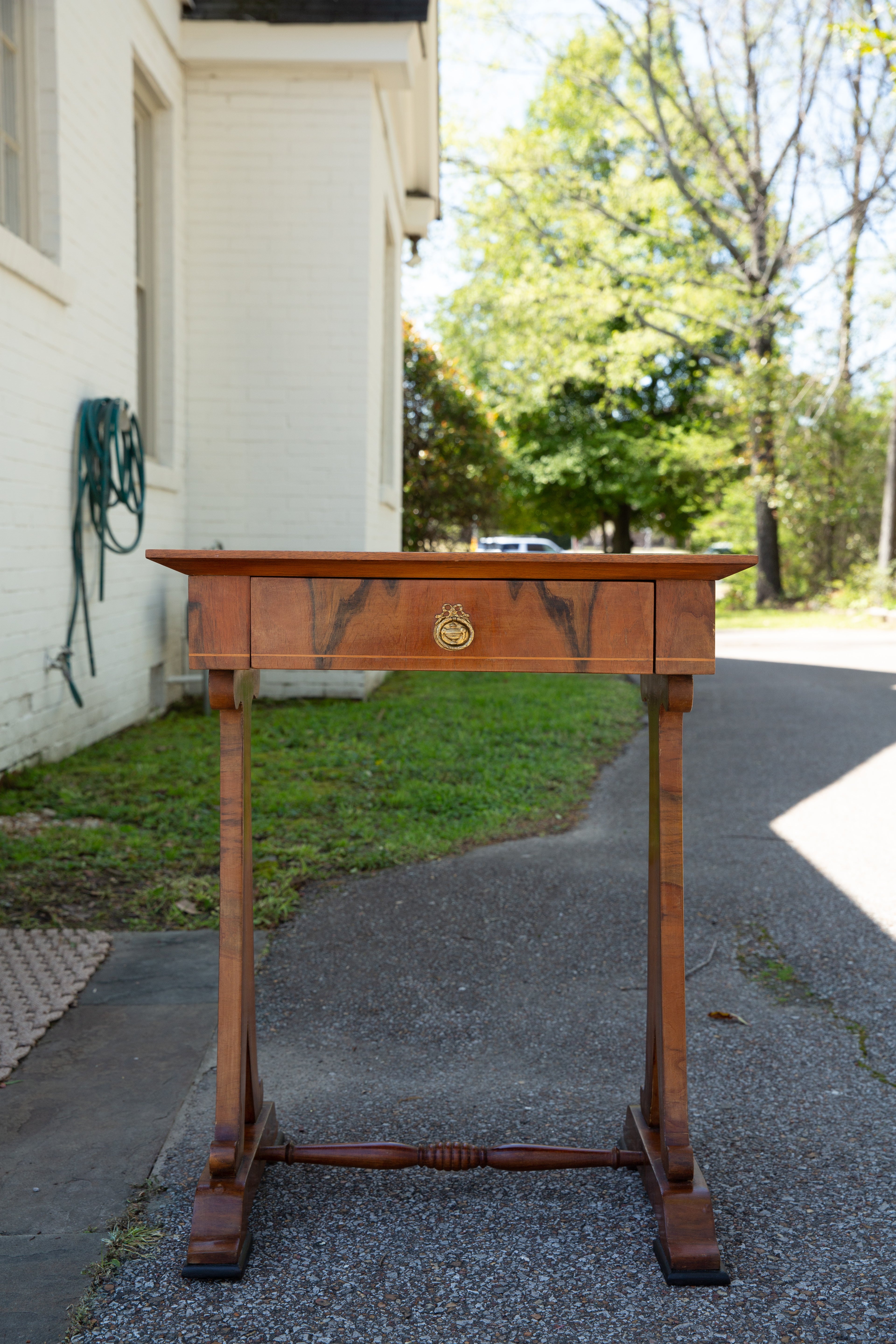 Vintage Walnut Side Table with Drawer