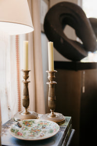 Pair of Antique French Bronze Candlesticks