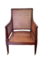 Load image into Gallery viewer, Antique English Regency Mahogany Bergere Library Chair
