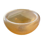 Load image into Gallery viewer, Hand-Blown Golden Art Glass Bowl with Circular Brown Base
