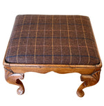 Load image into Gallery viewer, Late 19th C. English Walnut Stool with Wool Plaid
