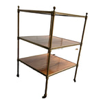 Load image into Gallery viewer, Pair of Vintage Baker Three Tier Glass, Lacquered Rosewood and Brass Tables
