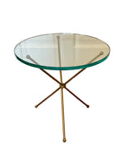 Load image into Gallery viewer, Mid Century Neoclassical Small Brass and Glass Side Table
