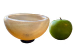 Load image into Gallery viewer, Hand-Blown Golden Art Glass Bowl with Circular Brown Base
