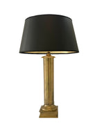 Load image into Gallery viewer, Pair of Vintage Brass Lamps with Black Shades
