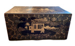 Load image into Gallery viewer, Black and Gold Lacquer Antique Cantonese Box
