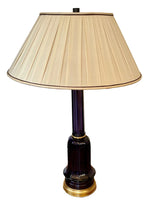 Load image into Gallery viewer, Vintage Italian Purple Glass and Brass Lamp With Shade
