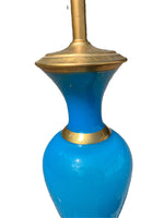 Load image into Gallery viewer, Vintage French Opaline Lamp with Gilt Accents
