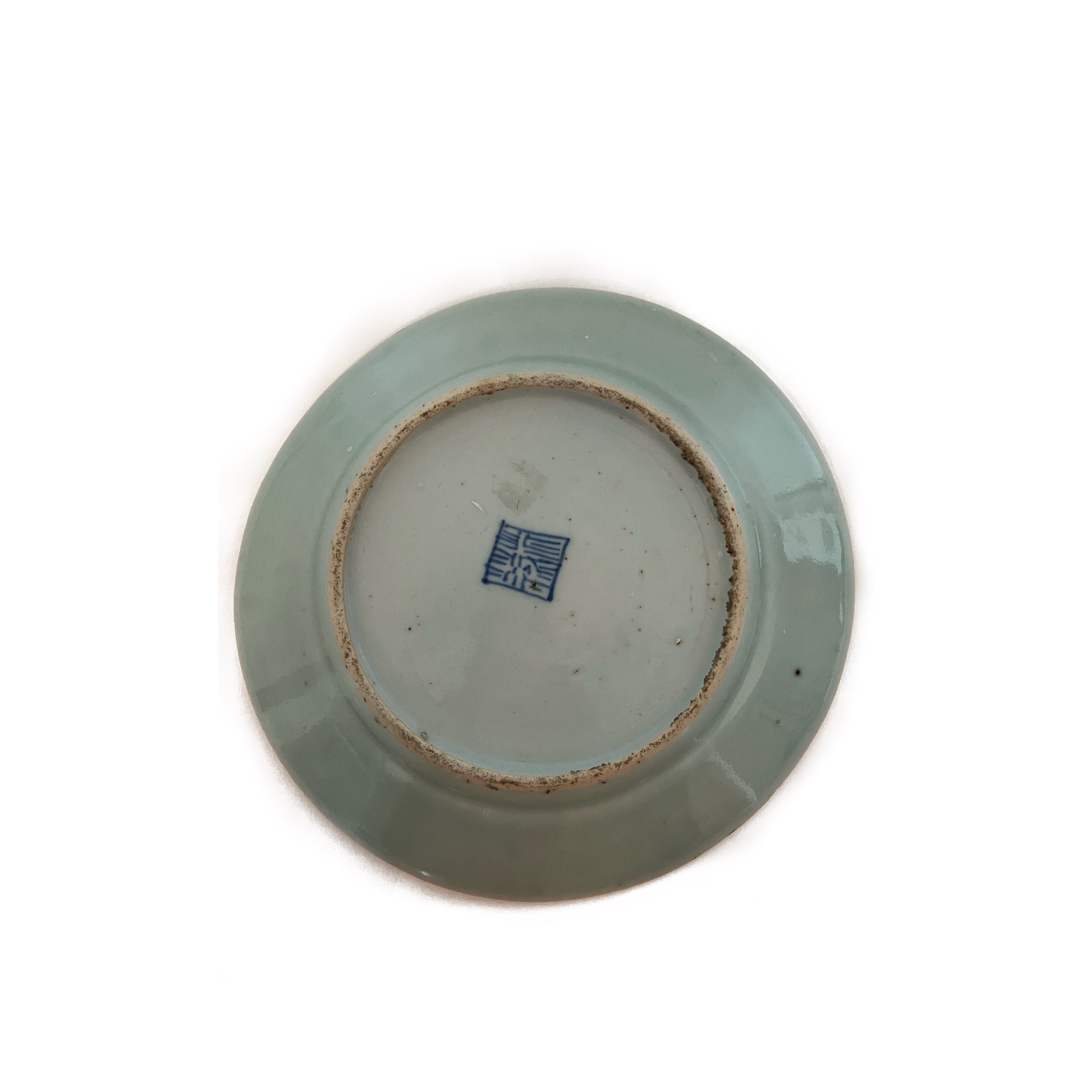 Canton Famille Chinese Porcelain Celadon-Ground Plate