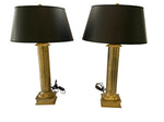 Load image into Gallery viewer, Pair of Vintage Brass Lamps with Black Shades
