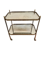 Load image into Gallery viewer, Neoclassical Style Brass and Mirrored Glass Bar Cart
