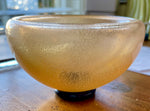 Load image into Gallery viewer, Hand-Blown Golden Art Glass Bowl with Circular Brown Base
