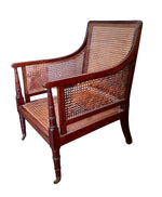 Load image into Gallery viewer, Antique English Regency Mahogany Bergere Library Chair
