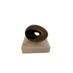 Load image into Gallery viewer, Midcentury Sculpture, Bronze Oval on White Marble
