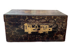 Load image into Gallery viewer, Black and Gold Lacquer Antique Cantonese Box
