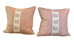 Load image into Gallery viewer, Pair of Pale Rose/Lavender Pillows Piped in White with Tiger Trim
