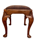Load image into Gallery viewer, Late 19th C. English Walnut Stool with Wool Plaid
