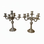 Load image into Gallery viewer, Pair of Vintage Italian Pewter Five Arm Candelabra

