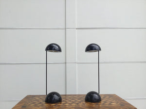 Pair of 1980s Black Italian Tronconi Illuminazione Desk Lamps