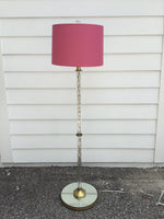 Load image into Gallery viewer, Vintage Brass and Crystal Floor Lamp with Pink Shade
