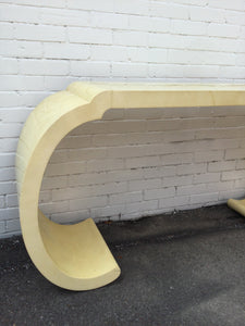 Mid Century Lacquered Parchment Console Table in Dark Ivory