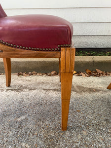 Pair of Red Leather Art Deco Side Chairs