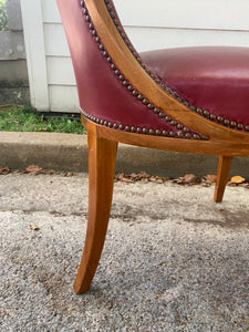 Pair of Red Leather Art Deco Side Chairs