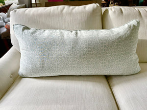 Custom Down Filled Lumbar Pillow in Raoul Petra Robin's Egg Silk/Hemp