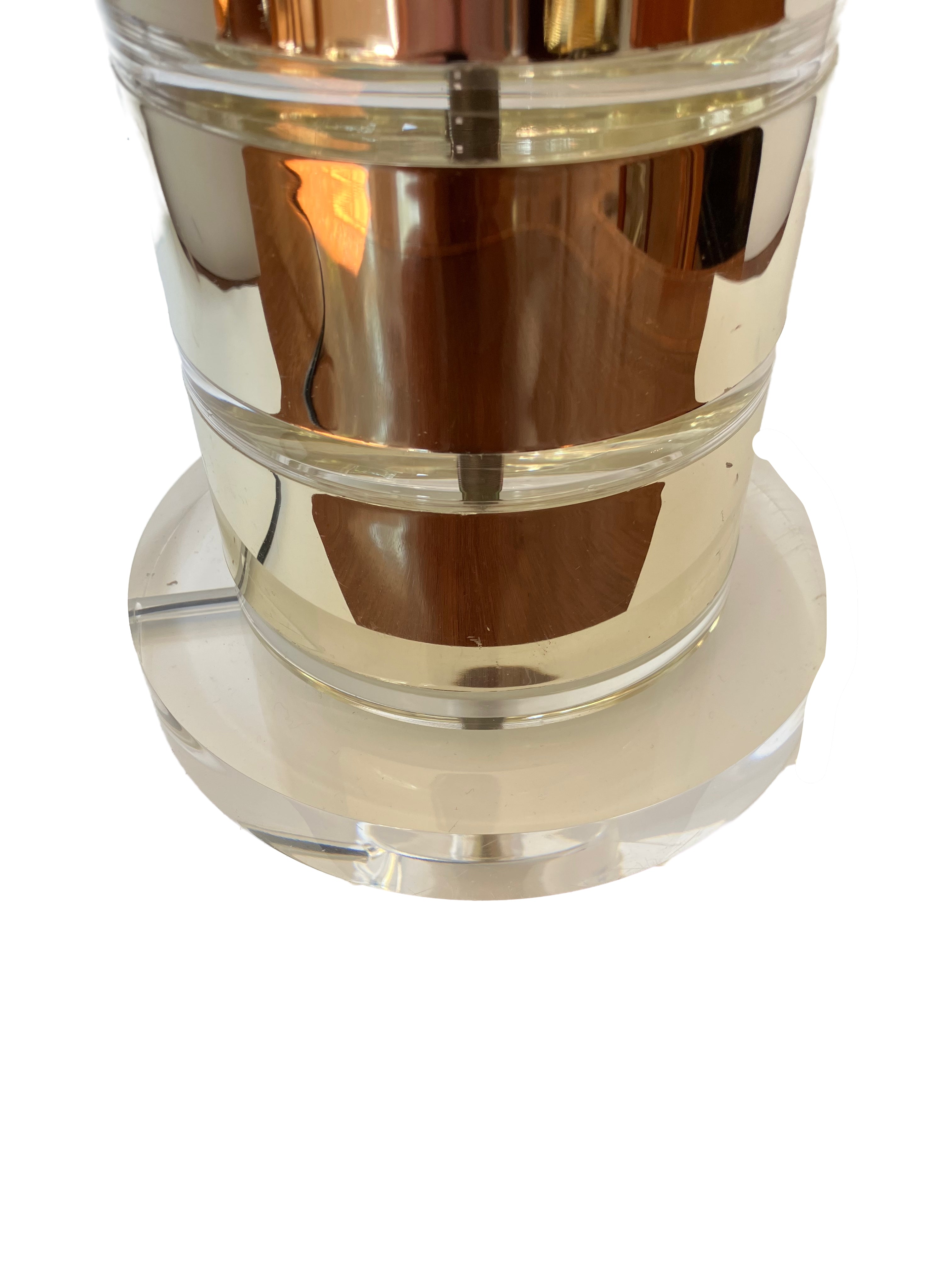 Pair Chrome and Lucite Lamps