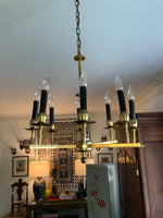 Load image into Gallery viewer, Eight Arm Brass Chandelier with  Black Candle Holders

