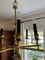 Load image into Gallery viewer, Eight Arm Brass Chandelier with  Black Candle Holders
