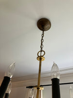 Load image into Gallery viewer, Eight Arm Brass Chandelier with  Black Candle Holders
