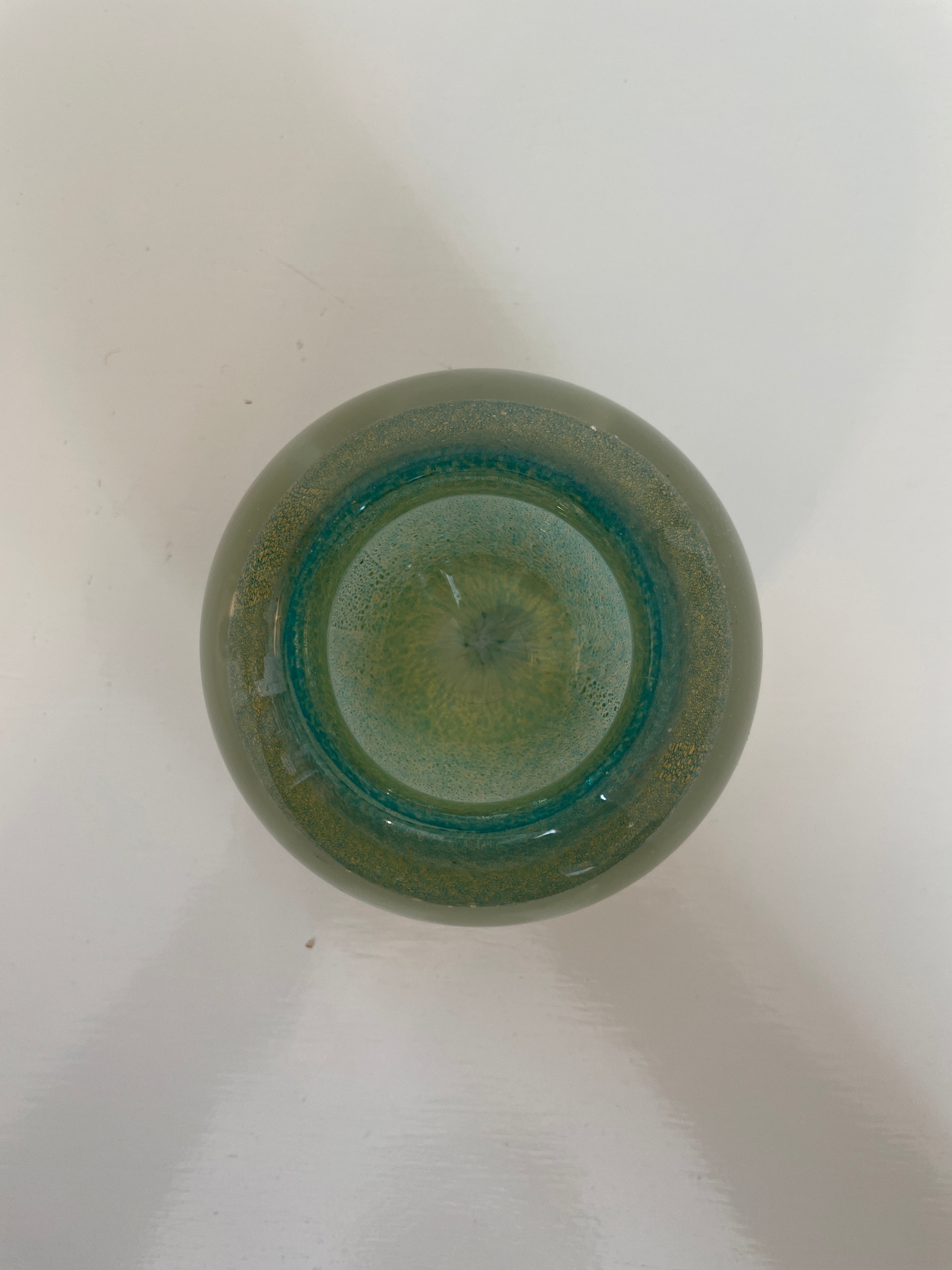 Small green and gold Murano bowl