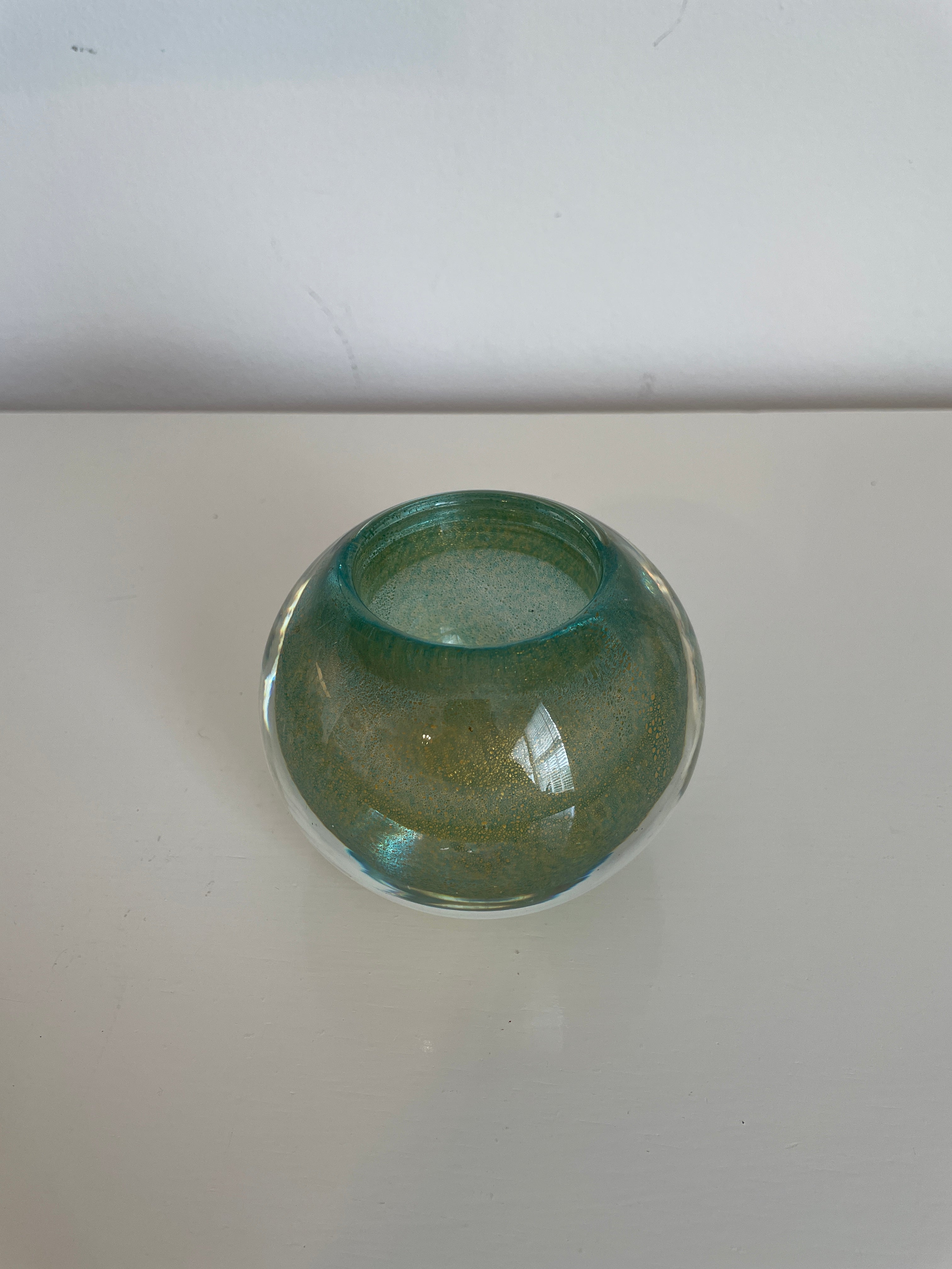 Small green and gold Murano bowl