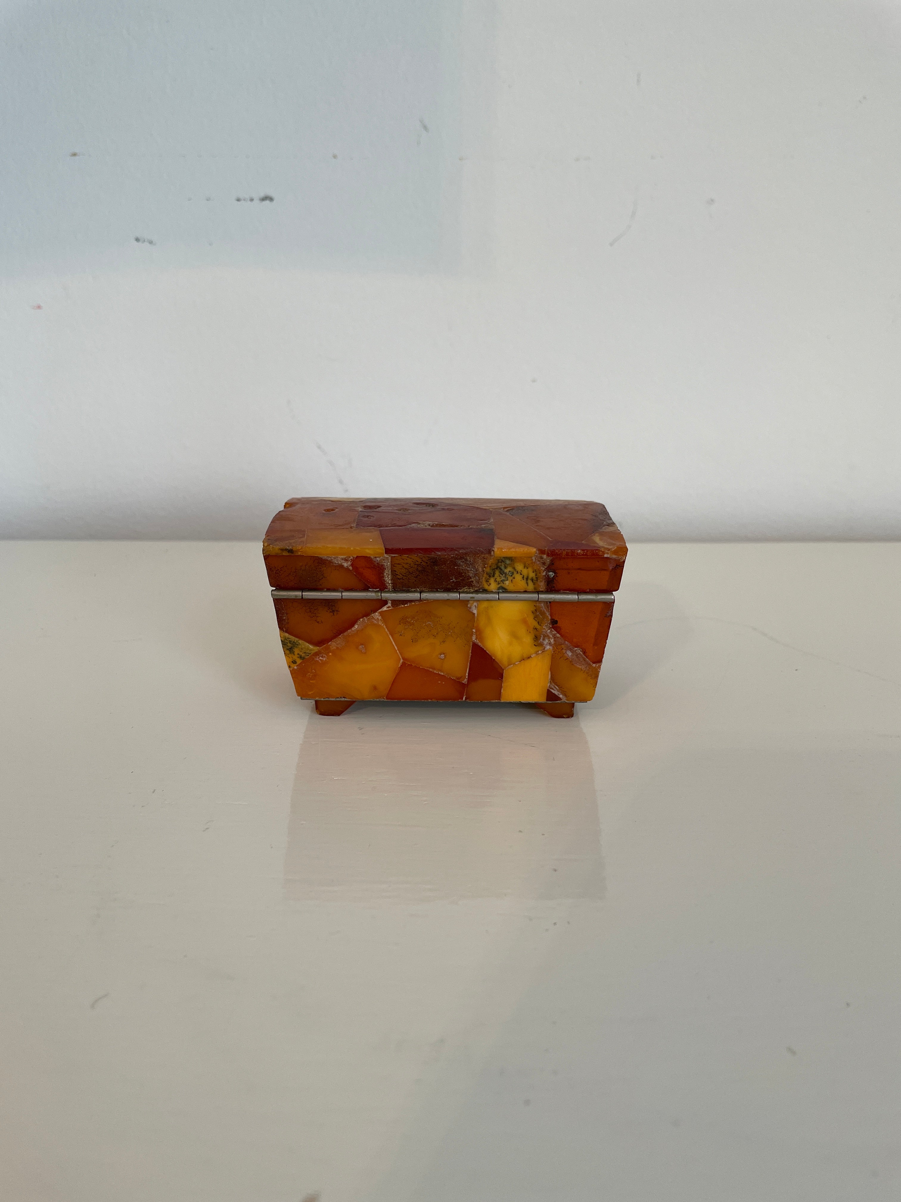 Amber Box with Hinged Lid