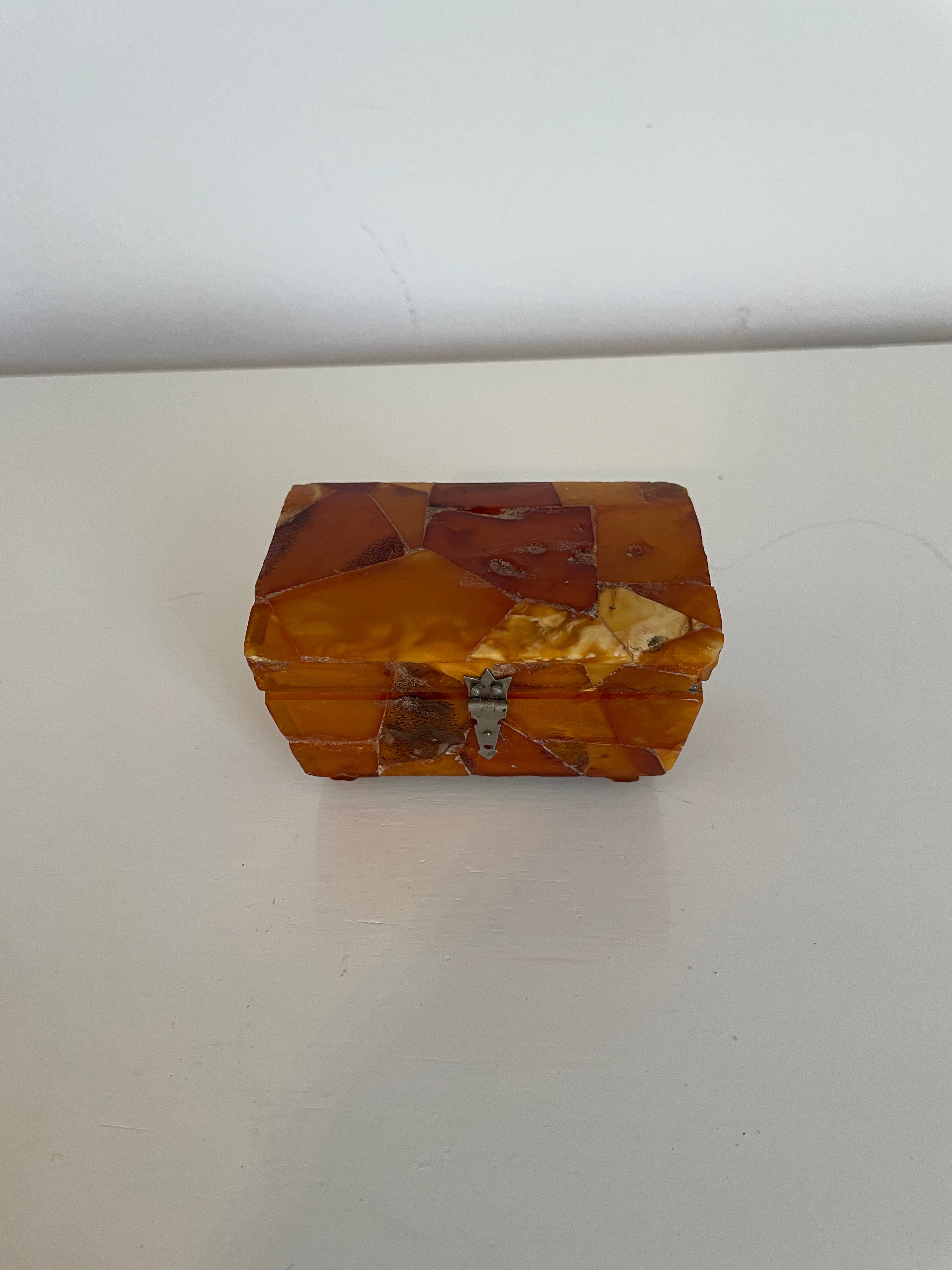 Amber Box with Hinged Lid