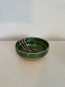 Hand-Painted Transylvanian Drip Glazed Bowls in Green