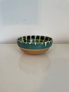 Hand-Painted Transylvanian Drip Glazed Bowls in Green