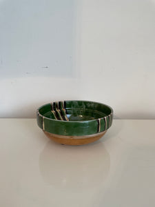 Hand-Painted Transylvanian Drip Glazed Bowls in Green