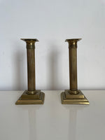 Load image into Gallery viewer, Pair of Mid Century Brass Column Candlesticks
