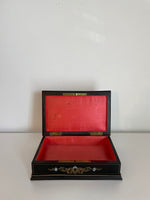 Load image into Gallery viewer, Antique French Napoleon III Box in Brass, Wood, and Mother of Pearl Inlay
