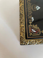 Load image into Gallery viewer, Antique French Napoleon III Box in Brass, Wood, and Mother of Pearl Inlay
