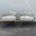 Load image into Gallery viewer, Pair of John Van Koert for Troy Sunshade Cymbal Chairs Newly Upholstered in Butterfly Fabric
