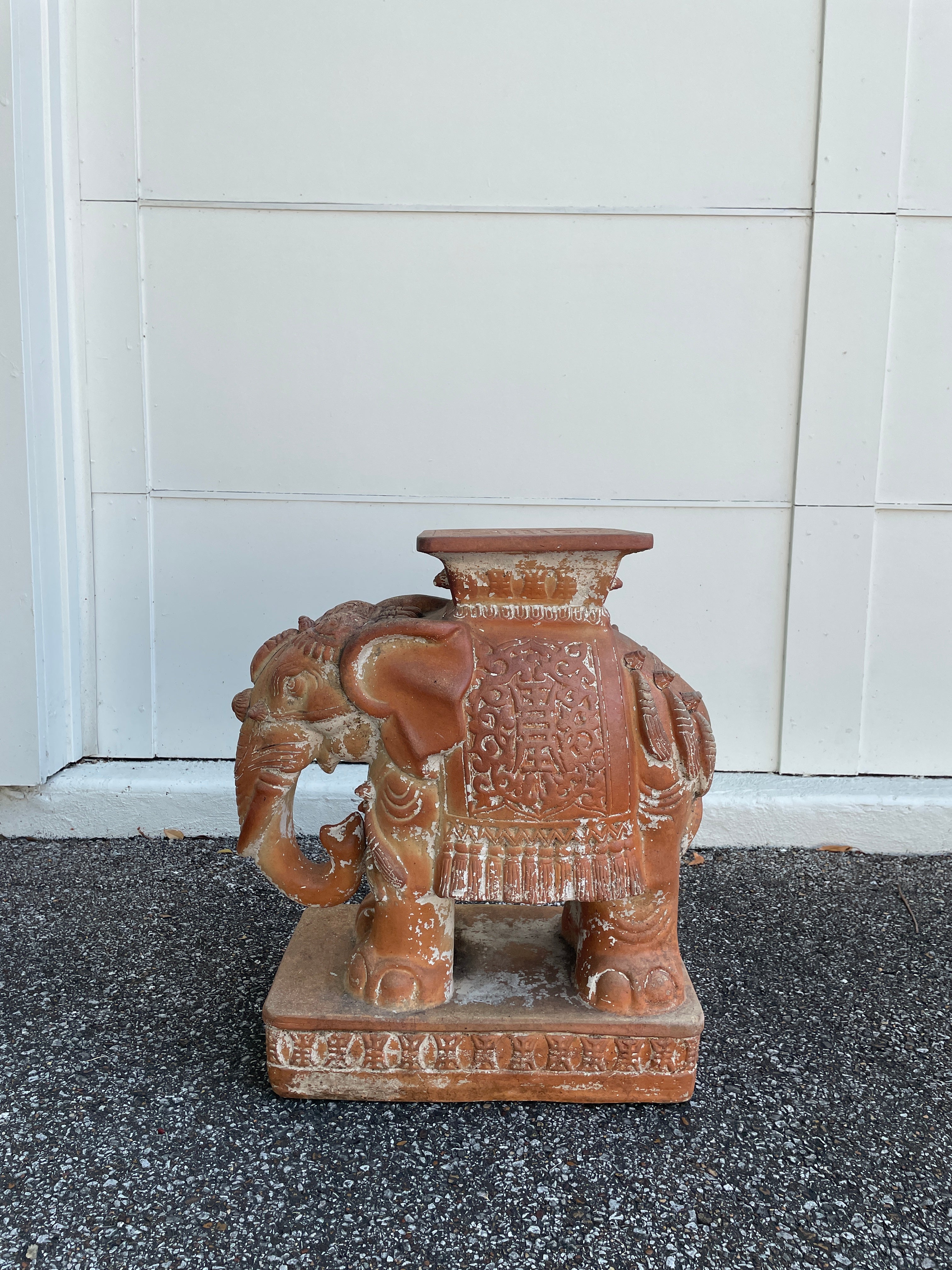 20th Century Vintage Italian Molded Terra Cotta Elephant Form Garden Seat