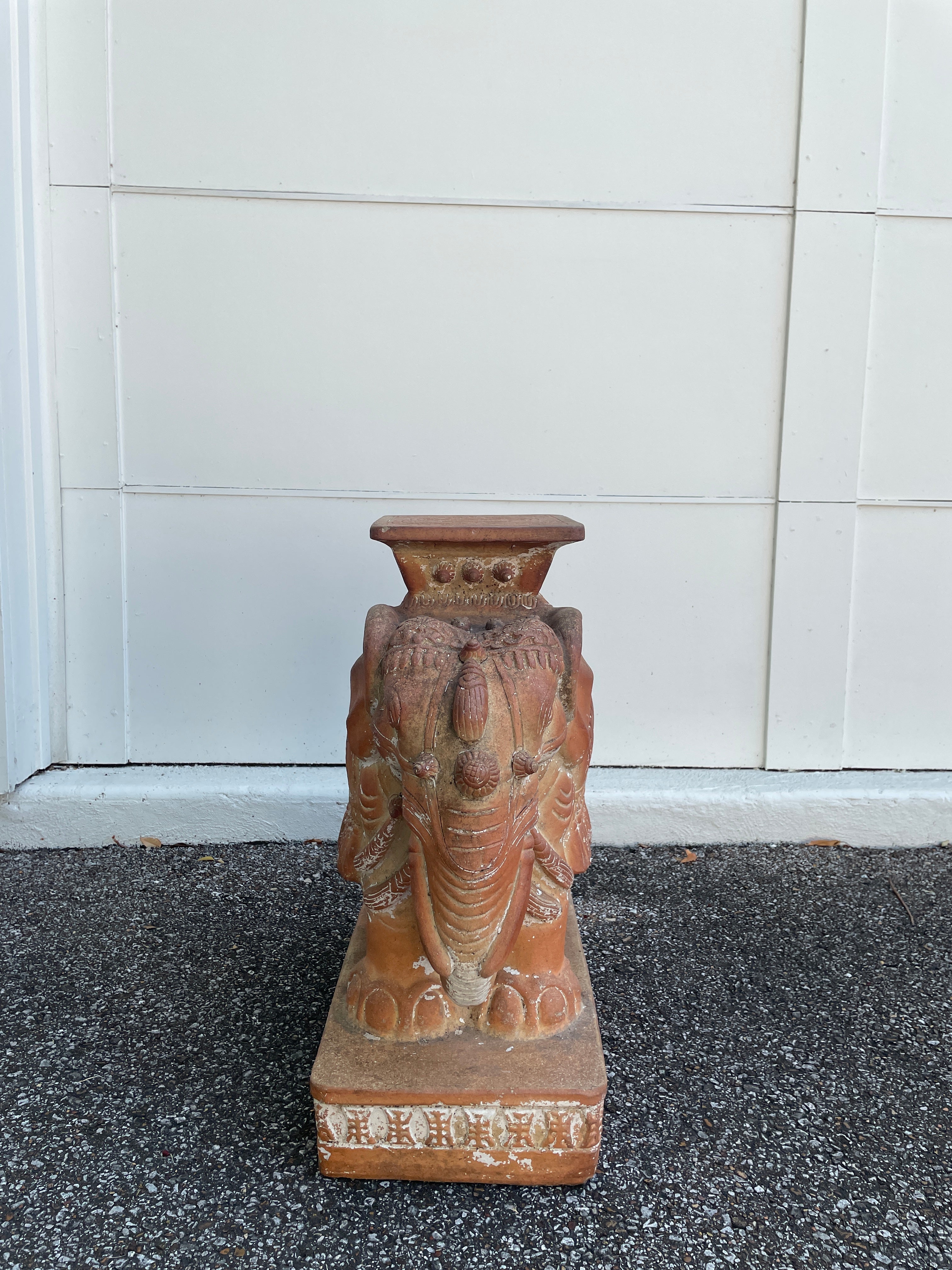 20th Century Vintage Italian Molded Terra Cotta Elephant Form Garden Seat